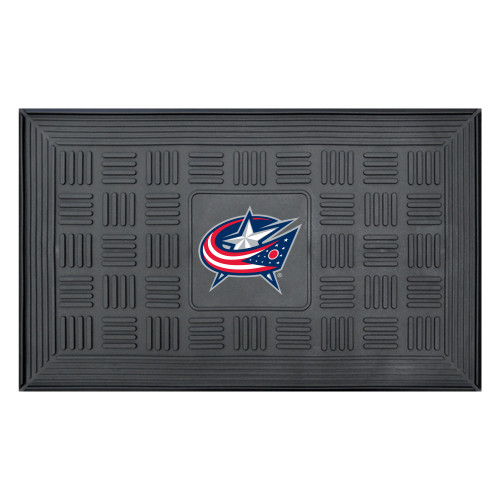 19.5" x 31.25" Red and Blue NHL Columbus Jackets 3-D Team Medallion Doormat - IMAGE 1