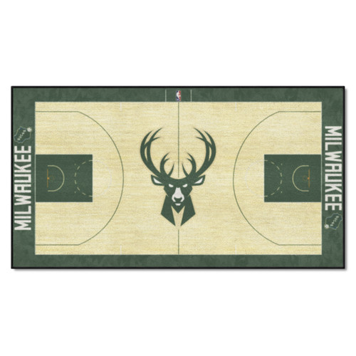 29.5" x 54" Green NBA Milwaukee Bucks Court Large Mat Area Rug Runner - IMAGE 1