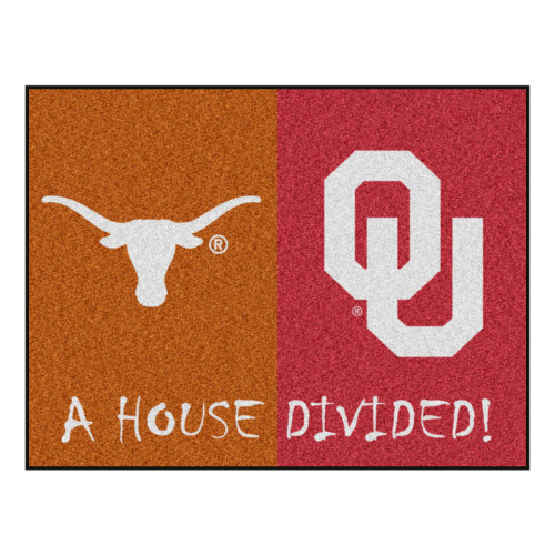 33.75" x 42.5" Orange NCAA House Divided Texas and Oklahoma Rectangular Mat - IMAGE 1