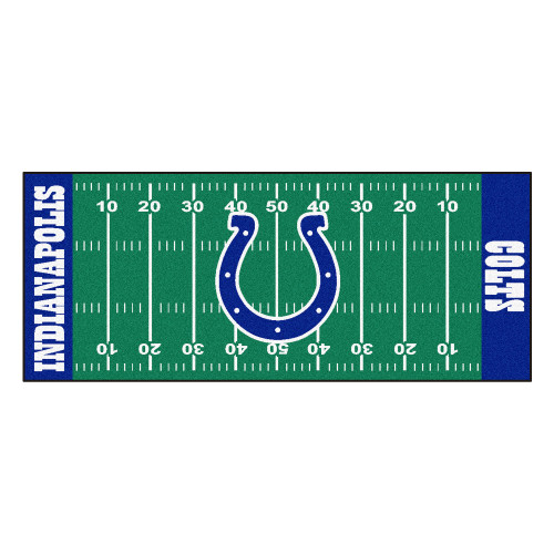 30" x 72" Green and Blue NFL Indianapolis Colts Football Field Area Rug Runner - IMAGE 1