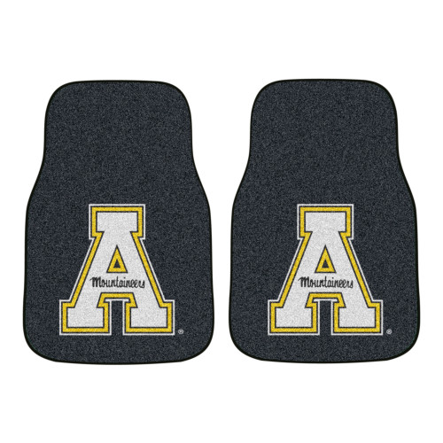 Set of 2 Black NCAA Appalachian State Mountaineers Front Carpet Car Mats 17" x 27" - IMAGE 1