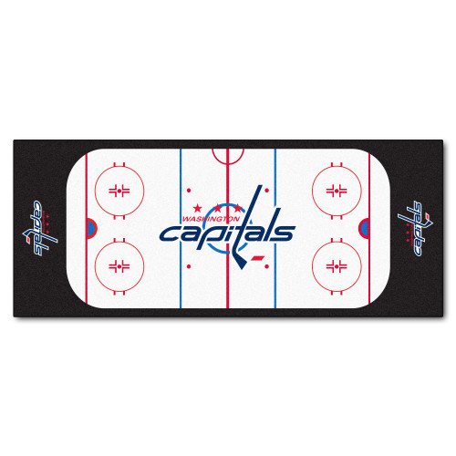 30" x 72" White and Blue NHL Washington Capitals Rink Non-Skid Mat Area Rug Runner - IMAGE 1