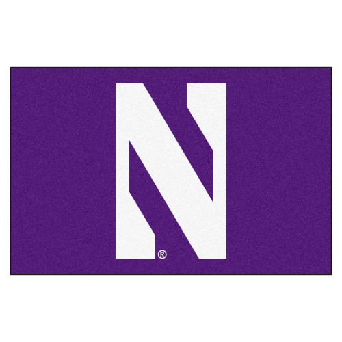 19" x 30" Purple and White NCAA Northwestern University Demons Starter Door Mat - IMAGE 1