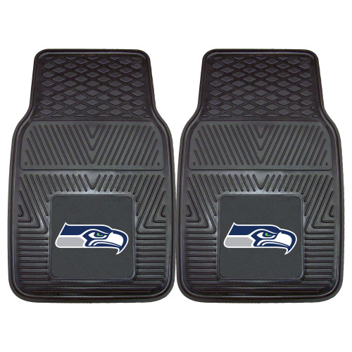 Set of 2 Black and Blue NFL Seattle Seahawks Car Mats 17" x 27" - IMAGE 1