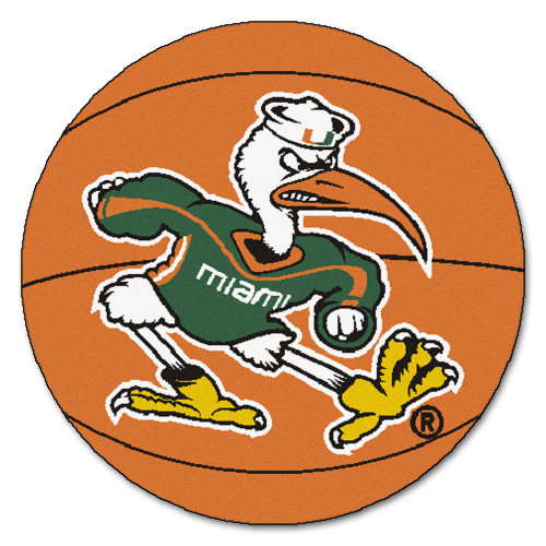 27" Brown and Green NCAA University of Miami Hurricanes Basketball Door Mat - IMAGE 1