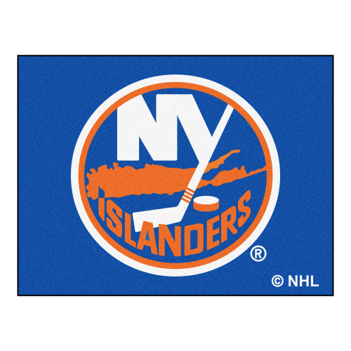 33.75" x 42.5" Blue and Orange NHL New York Islanders All Star Non-Skid Mat Rectangular Area Rug - IMAGE 1