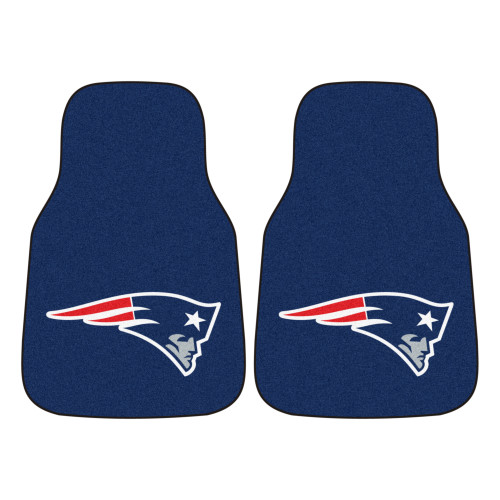 Set of 2 Blue and Red NFL New England Patriots Front Carpet Car Mats 17" x 27" - IMAGE 1