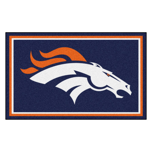 3.6' x 5.9' Blue and Orange NFL Denver Broncos Ultra Plush Rectangular Area Rug - IMAGE 1