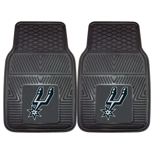 Set of 2 Black NBA San Antonio Spurs Front Car Mats 17" x 27" - IMAGE 1