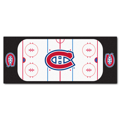 30" x 72" Black and Red NHL Canadiens Rink Non-Skid Mat Area Rug Runner - IMAGE 1