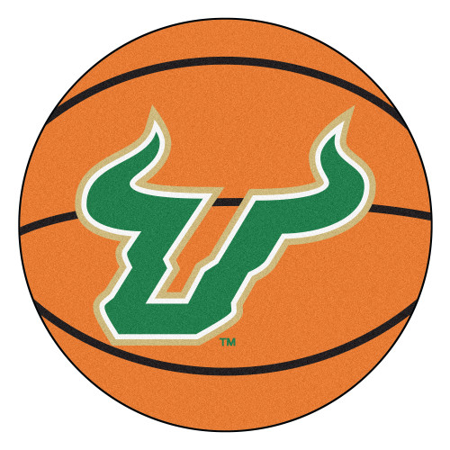 NCAA University of South Florida Bulls Basketball Shaped Mat Area Rug - IMAGE 1