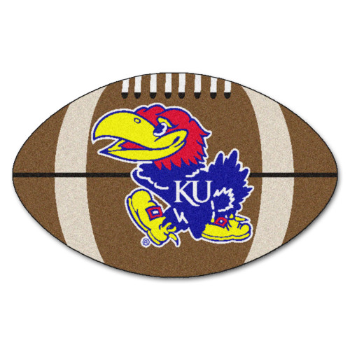 NCAA University of Kansas Jayhawks Football Shaped Mat Area Rug - IMAGE 1