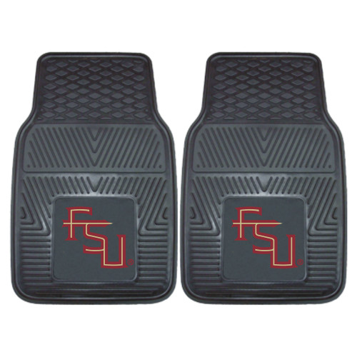 Set of 2 Black and Red NCAA Florida State University Seminoles Car Mats 17" x 27" - IMAGE 1