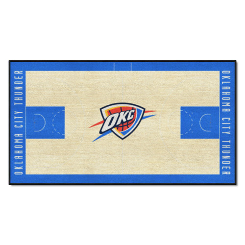 24" x 44" Beige and Blue NBA Oklahoma City Thunder Court Rug Runner - IMAGE 1