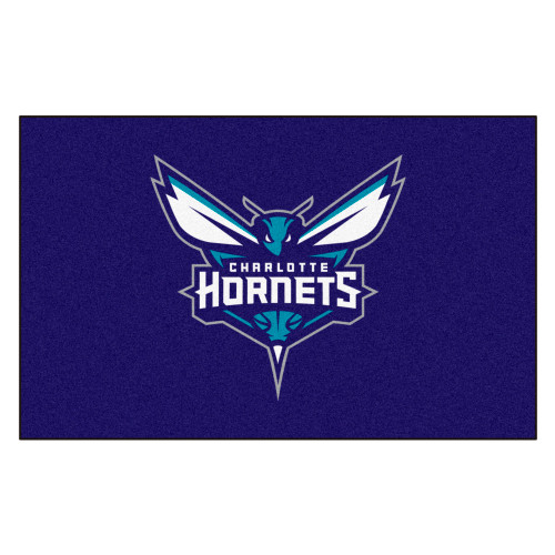 4.9' x 7.8' Blue and White NBA Charlotte Hornets Rectangular Area Rug - IMAGE 1