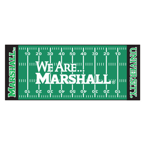 2.5' x 6' Green NCAA Marshall University the Thundering Herd Football Field Mat Area Rug Runner - IMAGE 1