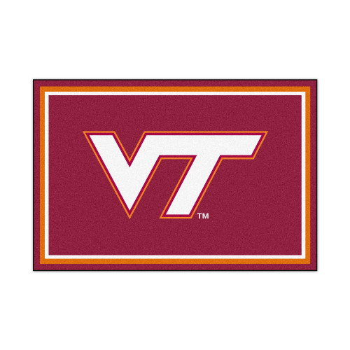 4.9' x 7.3' Red and White NCAA Virginia Tech Hokies Plush Rectangular Area Rug - IMAGE 1