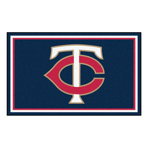 3.6' x 5.9' Blue and Red MLB Minnesota Twins Plush Area Rug - IMAGE 1