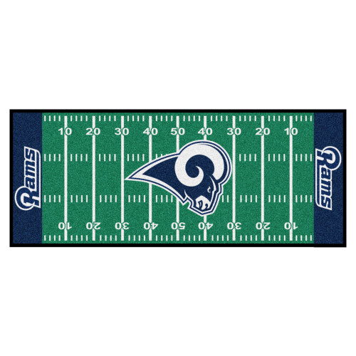 2.5' x 6' Green and Blue NFL Los Angeles Rams Football Field Area Rug Runner - IMAGE 1