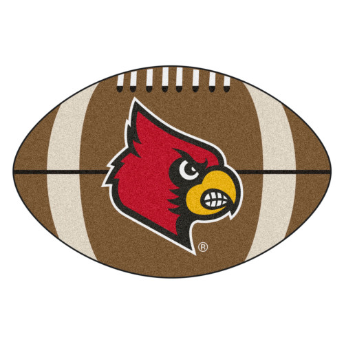 20.5" X 32.5" Brown and Red NCAA University of Louisville Cardinals Football Shaped Mat Area Rug - IMAGE 1