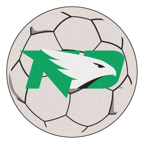 27" White NCAA University of North Dakota Fighting Hawks Soccer Ball Mat Round Area Rug - IMAGE 1