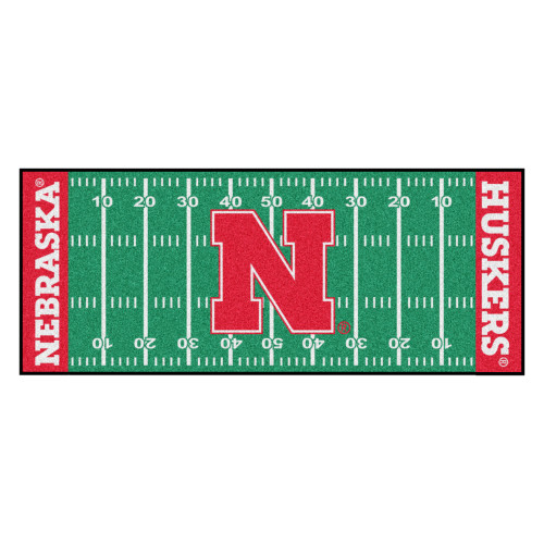 30" x 72" Green NCAA University of Nebraska Blackshirts Cornhuskers Football Mat Area Runner Rug - IMAGE 1