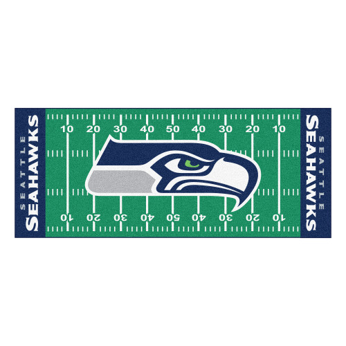2.5' x 6' Green and Blue NFL Seattle Seahawks Football Field Area Rug Runner - IMAGE 1