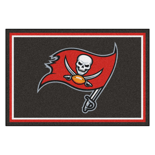 4.9' x 7.3' Black and Red NFL Tampa Bay Buccaneers Ultra Plush Rectangular Area Rug - IMAGE 1