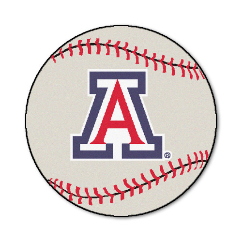 NCAA University of Arizona Wildcats Baseball Shaped Mat Round Area Rug - IMAGE 1