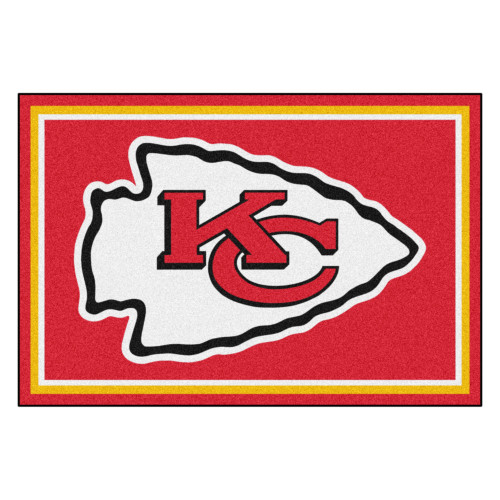 4.9' x 7.3' Red and White NFL Kansas City Chiefs Ultra Plush Rectangular Area Rug - IMAGE 1