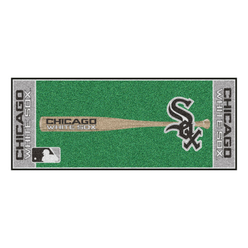 30" x 72" Gray and Green MLB Chicago White Sox Non-Skid Baseball Mat Area Rug Runner - IMAGE 1