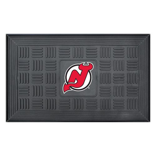 19.5" x 31.25" Red and Blue NHL New Jersey Devils 3-D Team Medallion Doormat - IMAGE 1