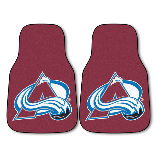 Set of 2 Blue and Brown NHL Colorado Avalanche Front Carpet Car Mats 17" x 27" - IMAGE 1