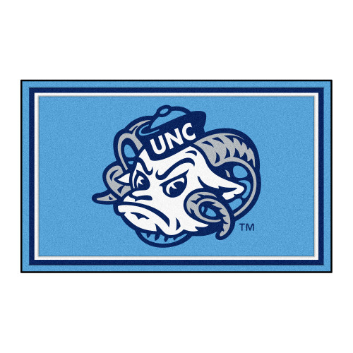 3.6' x 5.9' Blue and White NCAA UNC Chapel Hill Tar Heels Ultra Plush Rectangular Area Rug - IMAGE 1