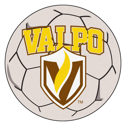 27" White and Yellow NCAA Valparaiso University Crusaders Soccer Ball Round Mat - IMAGE 1