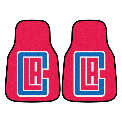 Set of 2 Red and Blue NBA Los Angeles Clippers Front Carpet Car Mats 17" x 27" - IMAGE 1