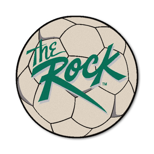 27" White and Green NCAA Slippery Rock University The Rock Soccer Ball Shaped Area Rug - IMAGE 1