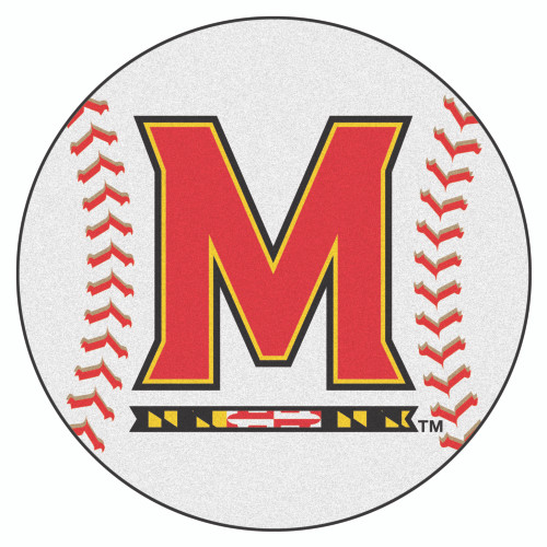 27" Red and White NCAA University of Maryland Terps Baseball Mat Round Area Rug - IMAGE 1