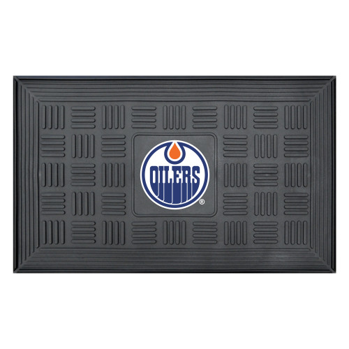 19.5" x 31.25" Blue and Black NHL Edmonton Oilers 3-D Team Medallion Doormat - IMAGE 1