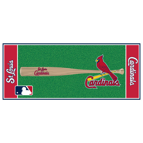 30" x 72" Pink and Green MLB St. Louis Cardinals Non-Skid Baseball Mat Area Rug Runner - IMAGE 1