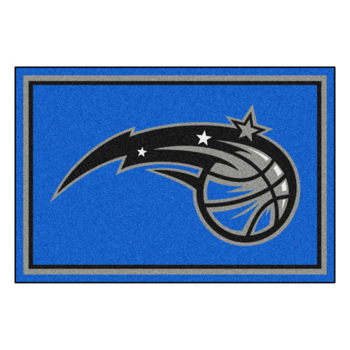 4.9' x 7.3' Blue and Black NBA Orlando Magic Rectangular Plush Area Rug - IMAGE 1