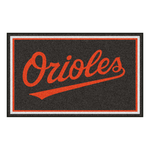 3.6' x 5.9' Black and Red MLB Baltimore Orioles Plush Non-Skid Area Rug - IMAGE 1