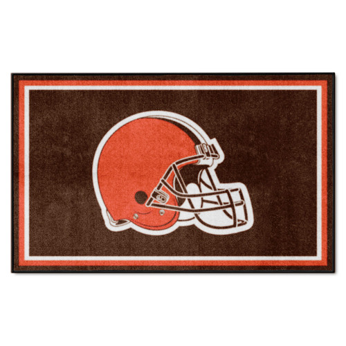 3.6' x 5.9' Brown and Red NFL Cleveland Browns Ultra Plush Rectangular Area Rug - IMAGE 1