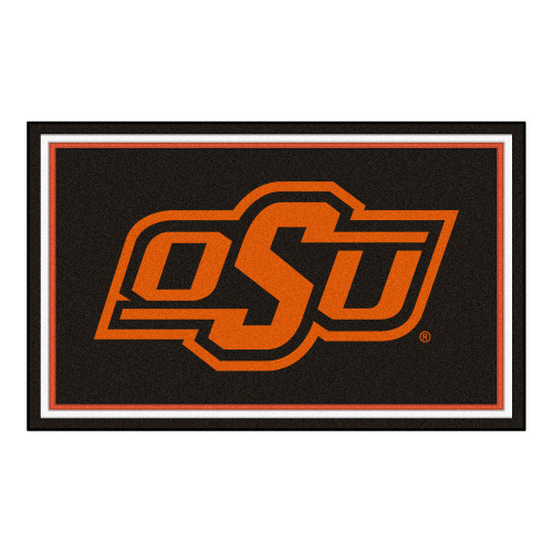 3.6' x 5.9' Black and Orange NCAA Oklahoma State University Cowboys Rectangular Area Rug - IMAGE 1