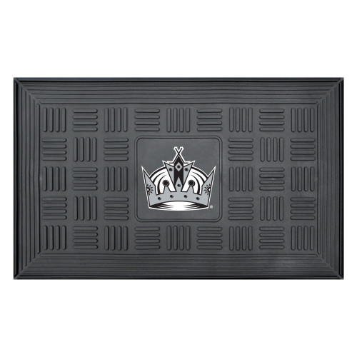 19.5" x 31.25" White and Black NHL Los Angeles Kings 3-D Team Medallion Doormat - IMAGE 1