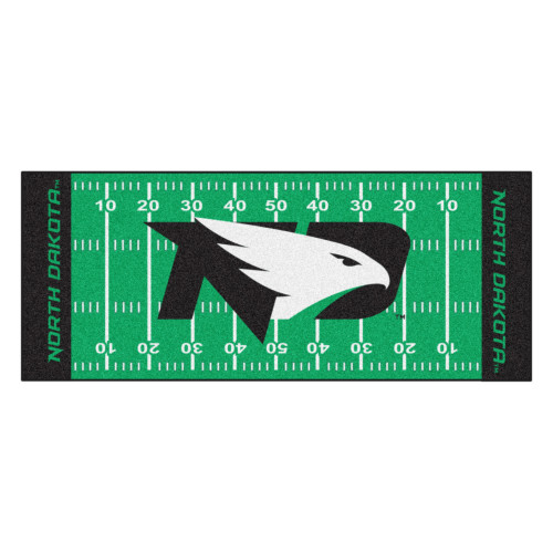 30" x 72" Green and White NCAA University of North Dakota Fighting Hawks Football Field Runner - IMAGE 1