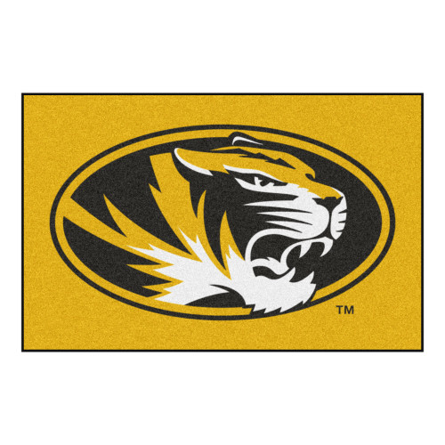 19" x 30" Yellow and Black NCAA University of Missouri Tigers Starter Mat Rectangular Area Rug - IMAGE 1