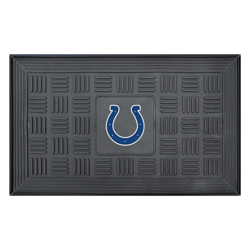 19.5" x 31.25" Black and Blue NFL Indianapolis Colts Horseshoe 3-D Team Medallion Doormat - IMAGE 1