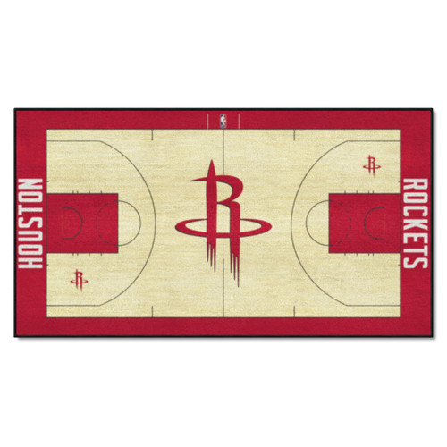 29.5" x 54" Black and Red NBA Houston Rockets Court Large Mat Area Rug Runner - IMAGE 1