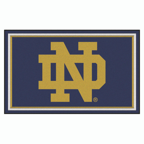 3.6' x 5.9' Blue and Gold NCAA Notre Dame Fighting Irish Rectangular Plush Area Rug - IMAGE 1
